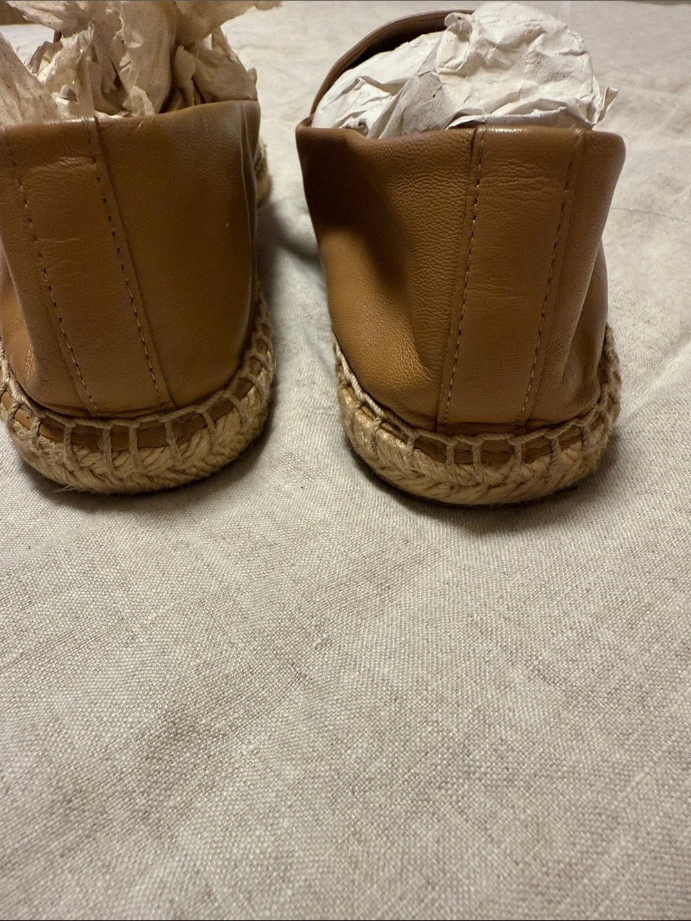 Tory Burch Caramel Leather Espadrille Slip-Ons